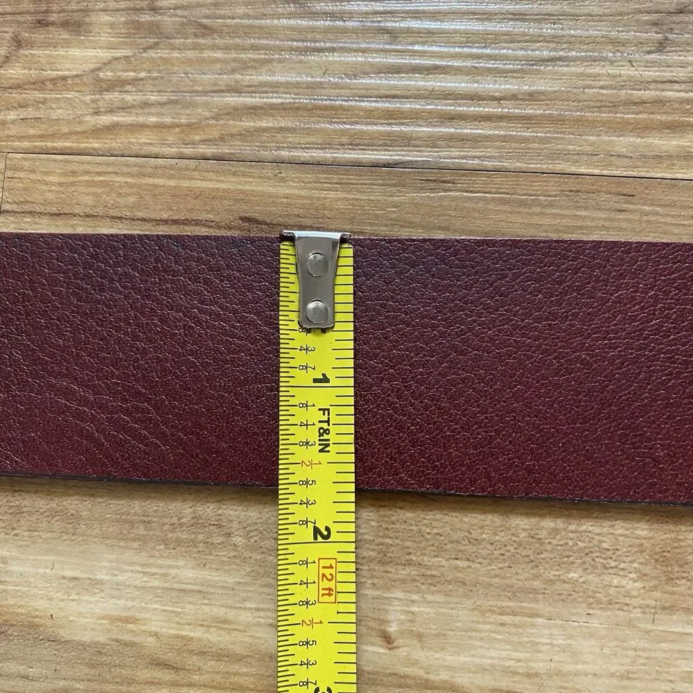 VTG Mens Sz 40 Saffiano Red Pebbled Leather Dressy Casual Work Belt Gold Buckle